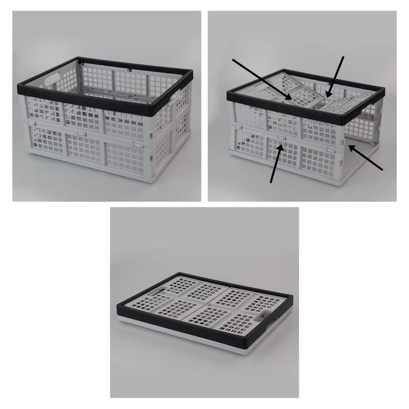 Jekiyo 34-Liter Folding Crates Storage, Collapsible Container Plastic, Set of 1 - Image 3